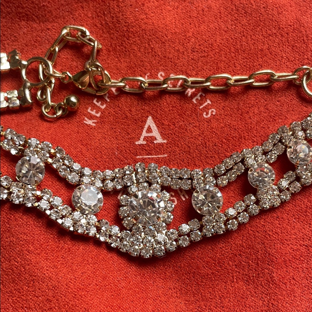 Anthropologie Gold and Silver Crystal Choker/Necklace - Picture 2 of 3